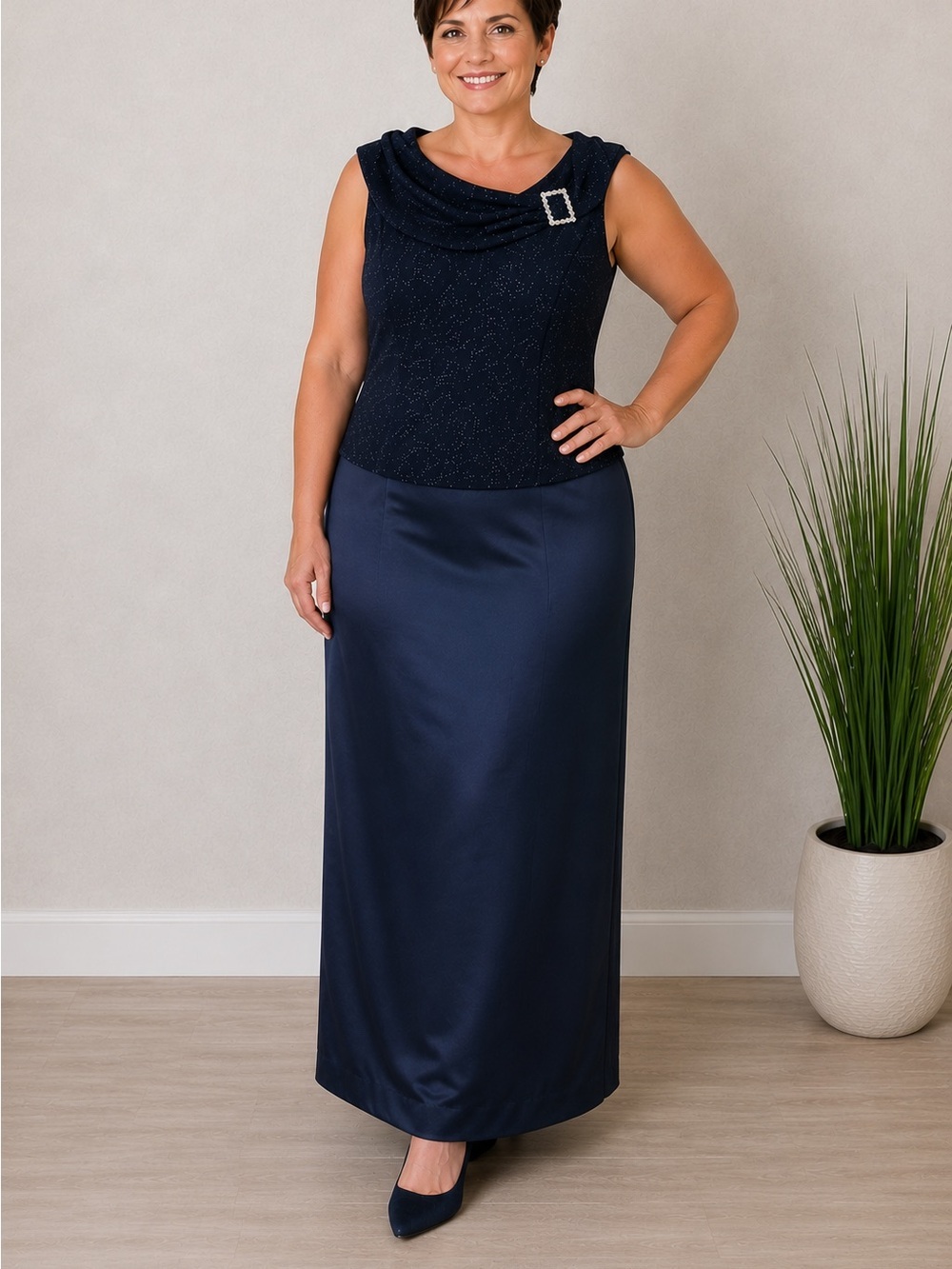 Patra Dress Size 20 Navy Blue Sparkle Maxi
